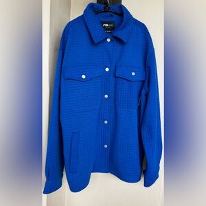 FB Sister Long Sleeve Quilted Snap Button Closure Blue Jacket Pockets Medium